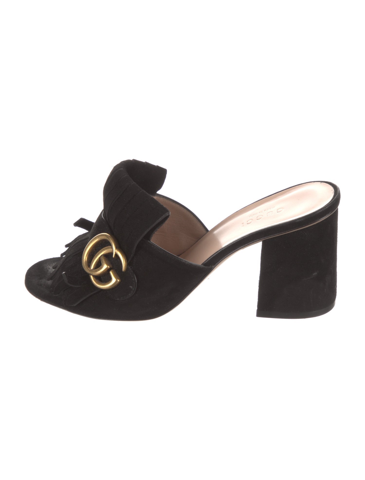 Gucci Double G Logo Suede Slides